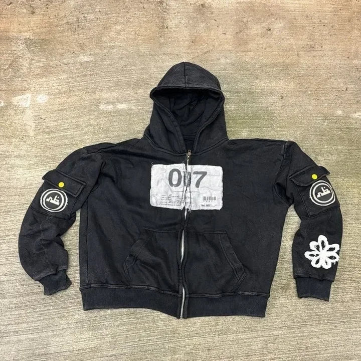 Y2K Mysterious Needlework Zipper Hoodie