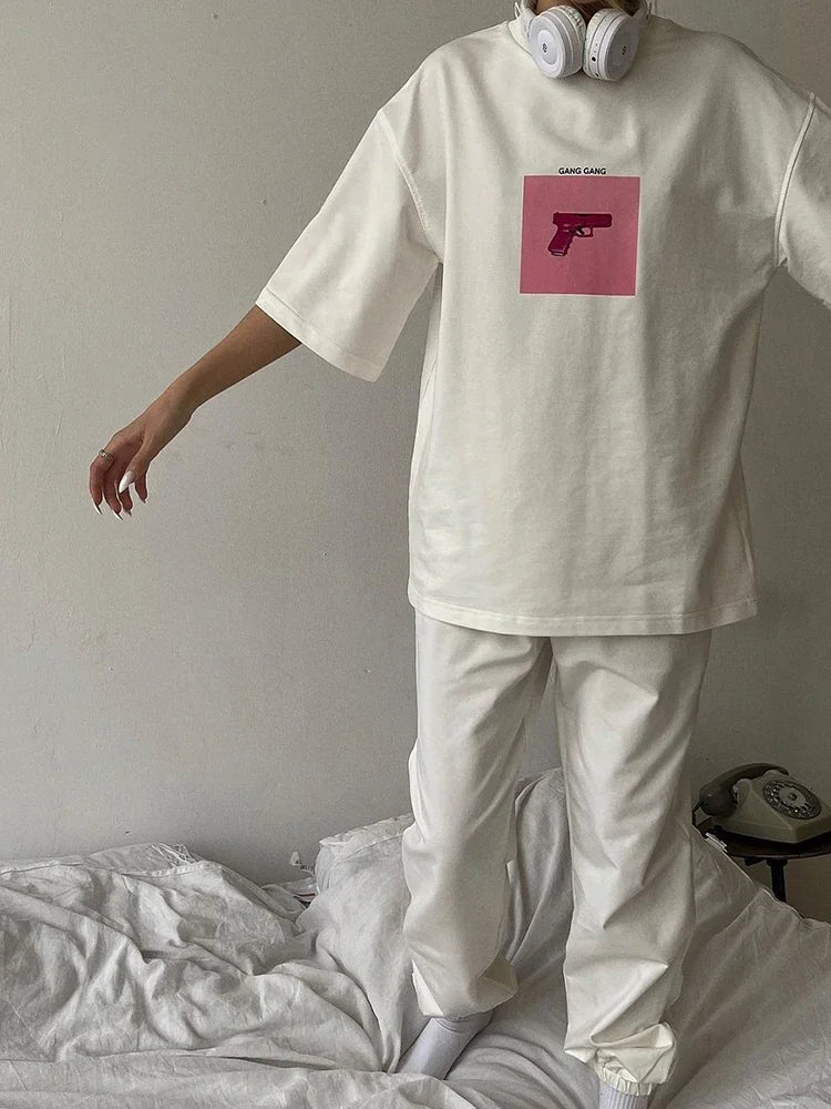 Oversized Graphic Cotton Crewneck T-shirt
