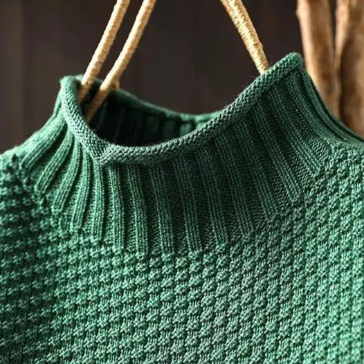Mock Neck Long Sleeve Chunky Knit Sweater 8