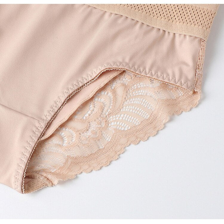 High Waist Shaping Panties Lace Breathable Body Shaper Slimming Tummy Underwear Plus Size Butt Lifter Seamless Brie