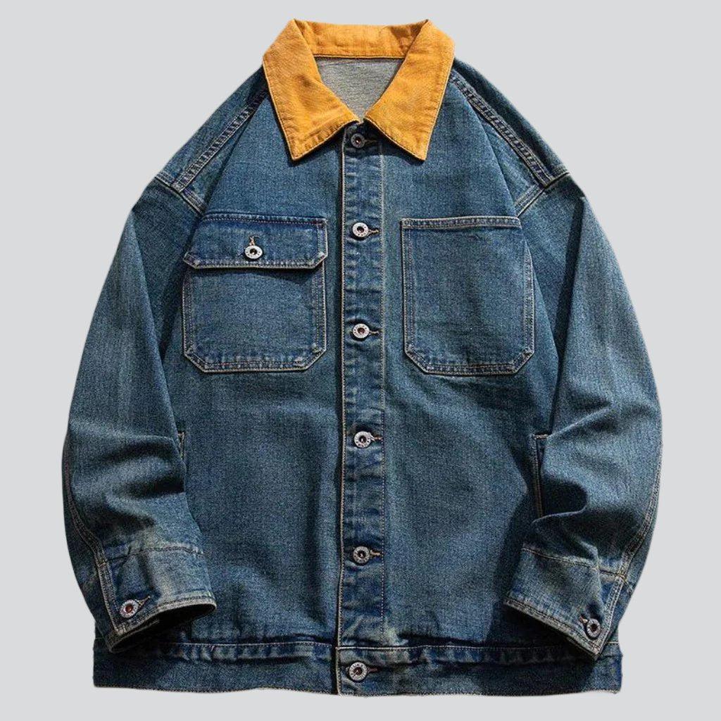 Yellow collar men's denim jacket 3