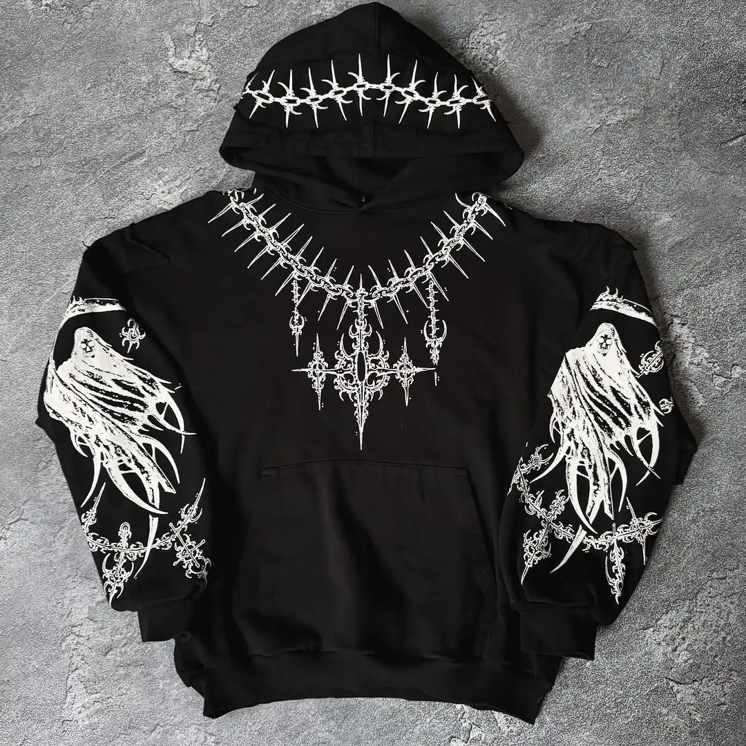 Harajuku Mournful Death Bone Hoodie