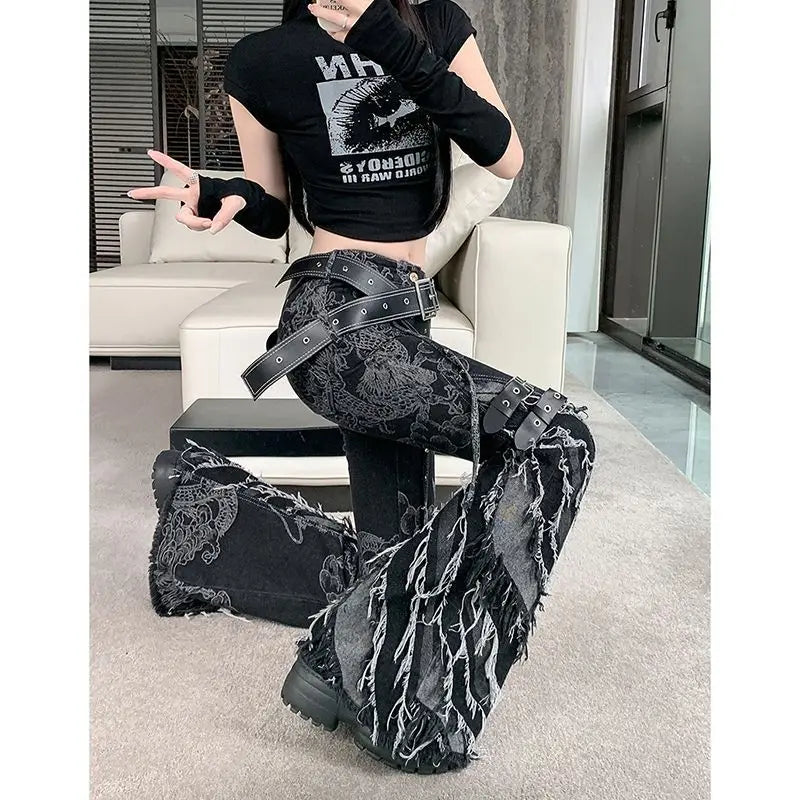 Rebellious Dark Print Flare Pant