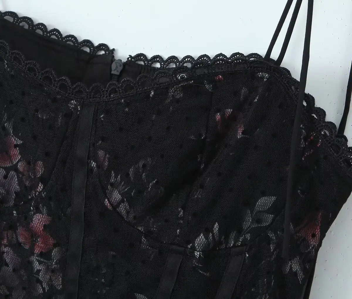 Mesh Bow Lacing up Black Mini Dress - View 6