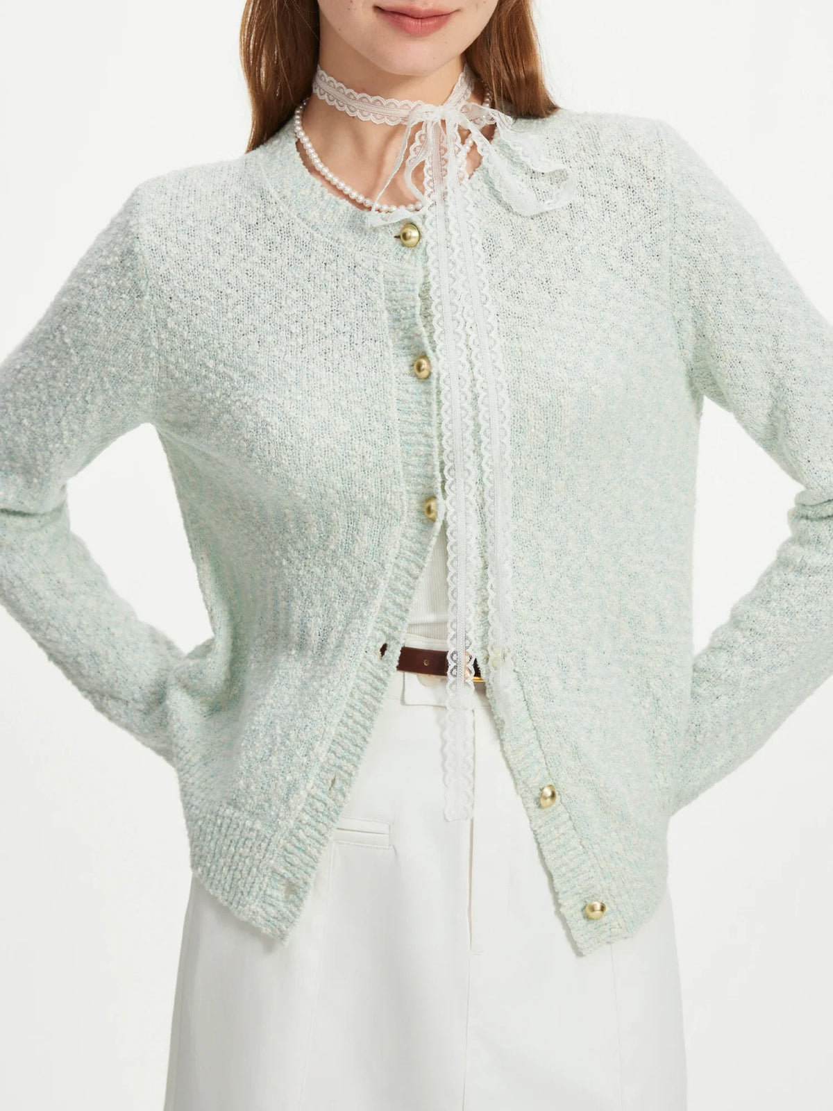 Floral Yarn French Long Sleeve Cardigan
