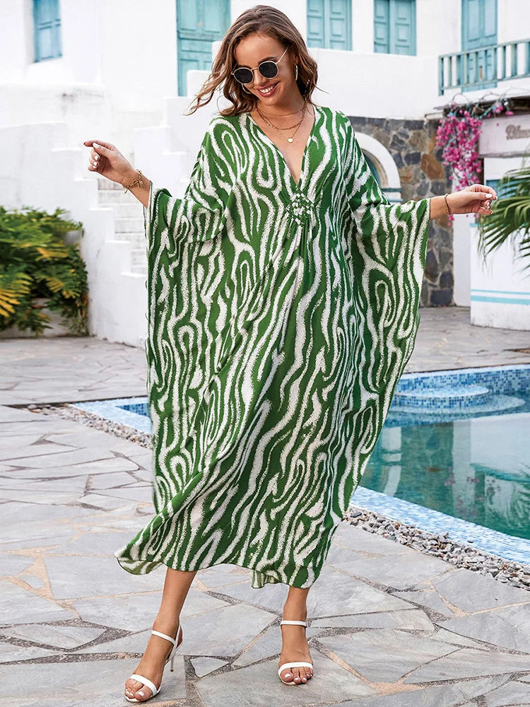 Striped Plus Size Long Dress Cover Up