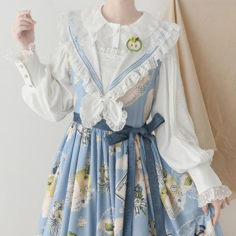 Antique Lace Frill Gigot Sleeve Blouse