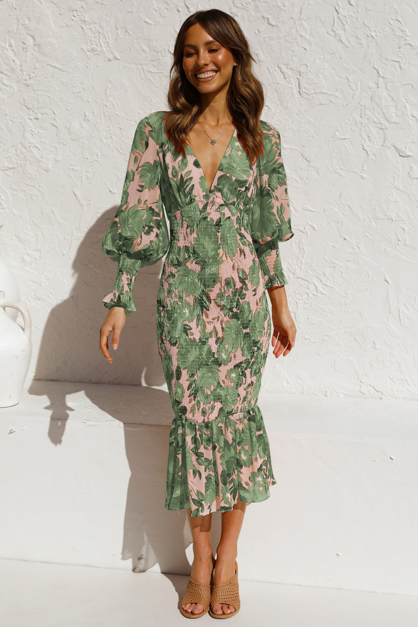 Linen Blend V-Neck Short Sleeve Summer Midi Dress - View 7