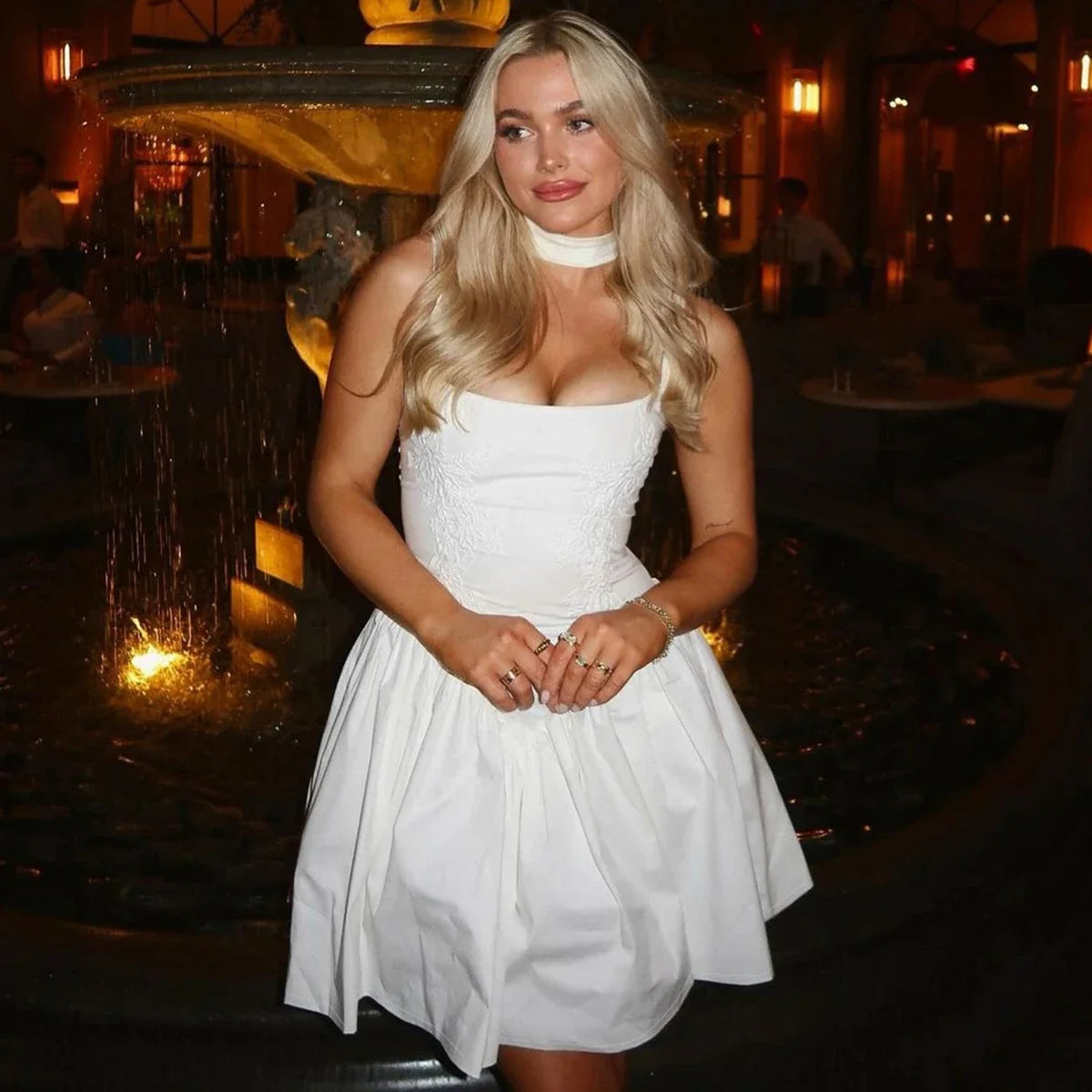 Ruffles Lace Backless Ball Mini Dress
