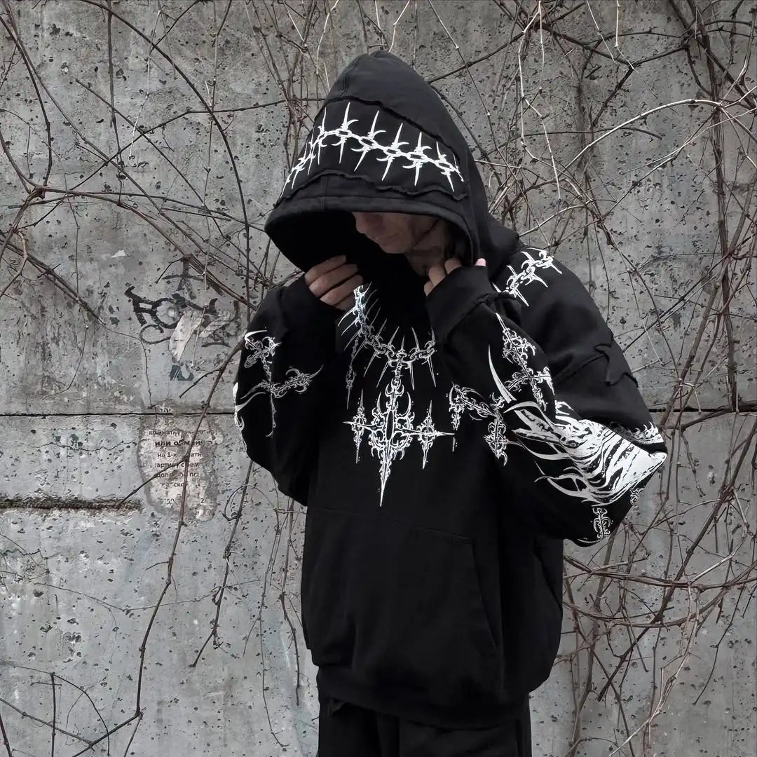 Harajuku Mournful Death Bone Hoodie