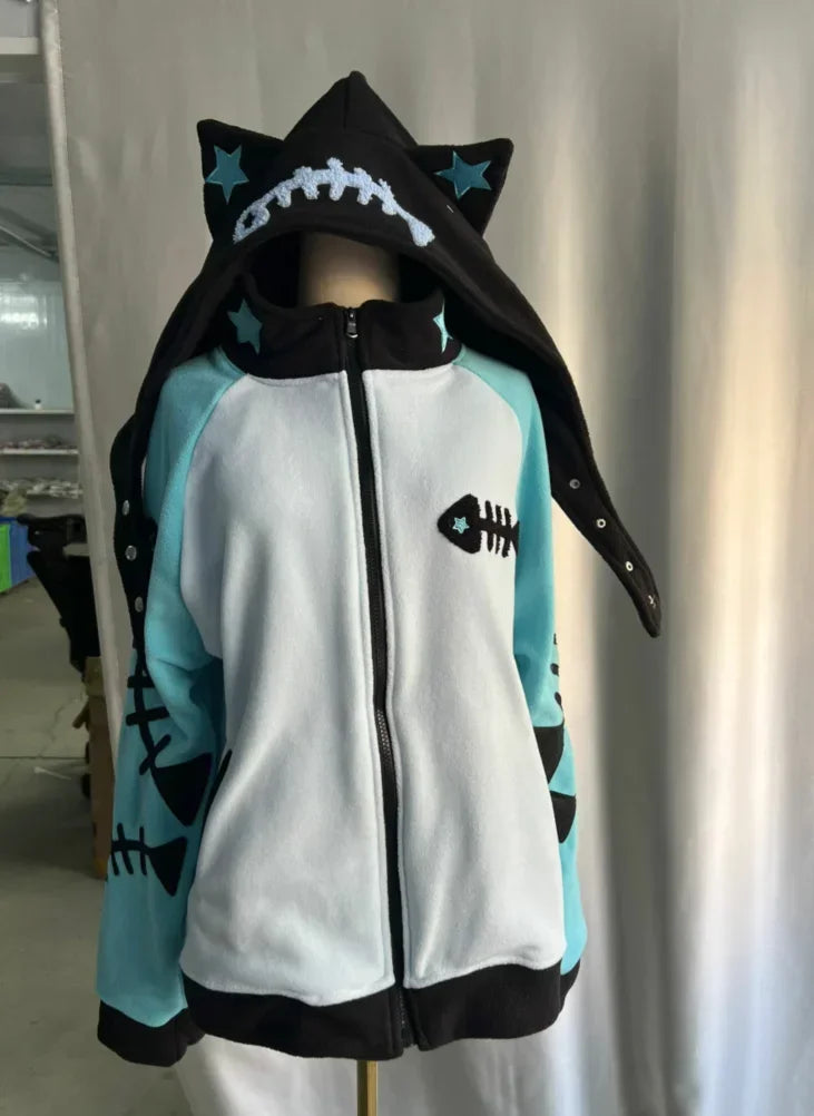 Grunge Zipper Streetwear Hoodie - Fashionpara