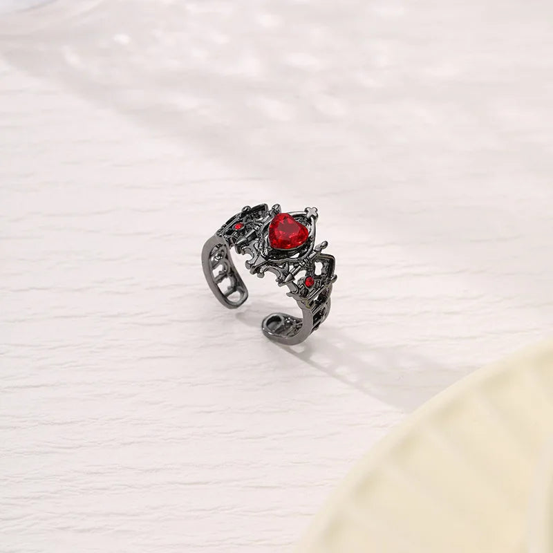 Kpop Y2K Crystal Heart Changeable Gothic Ring