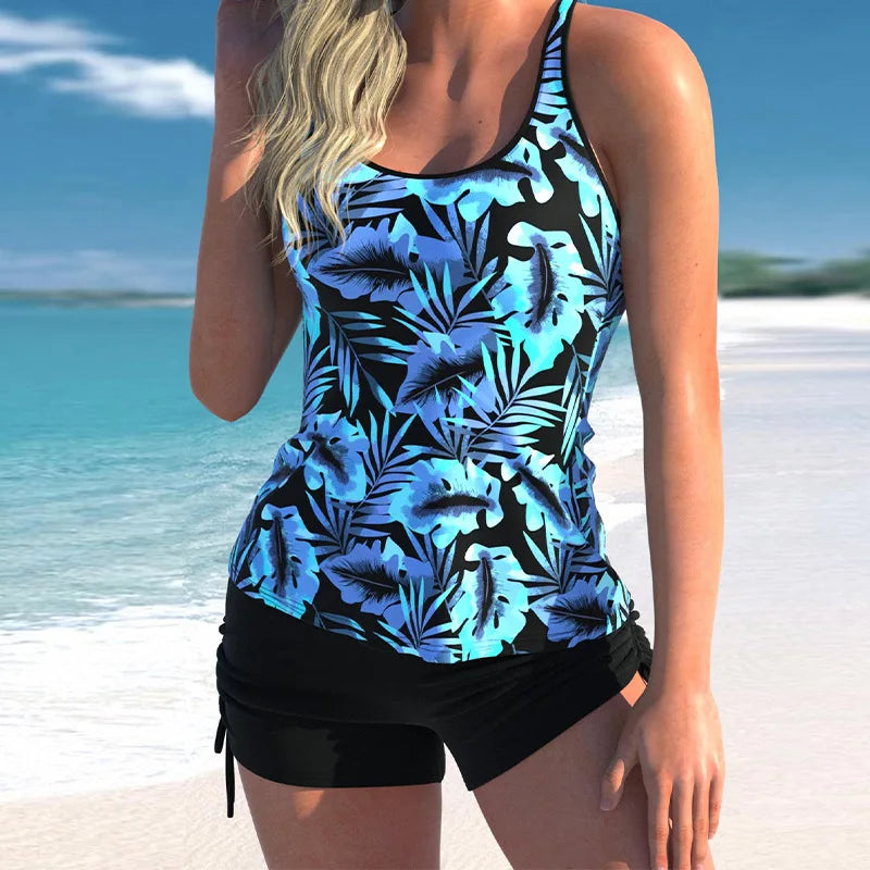 Sleeveless Vest Shorts Print Two Piece Set