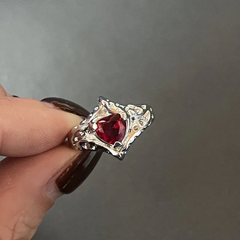 Kpop Dark Geometric Gothic Star Ring