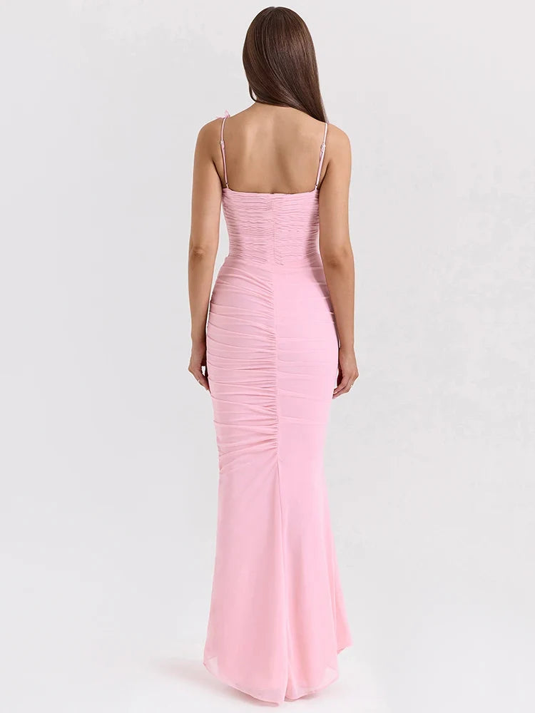 Bow Spaghetti Sleeveless Evening Bodycon Dress