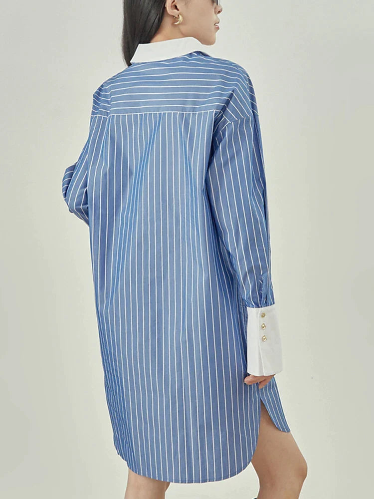 KittenAlarm - Rose Button Down Striped Dress