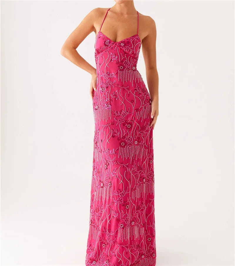 Floral Beaded Sweetheart Backless Bodycon Mini Dress - View 8