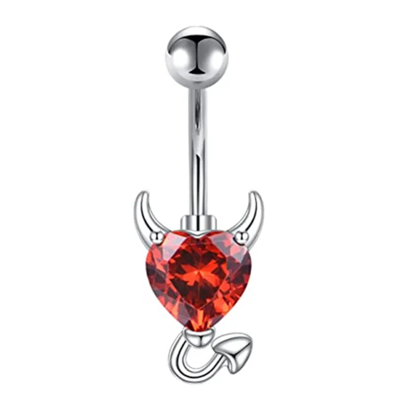 Gothic Heart Dangle Butterfly Belly Ring