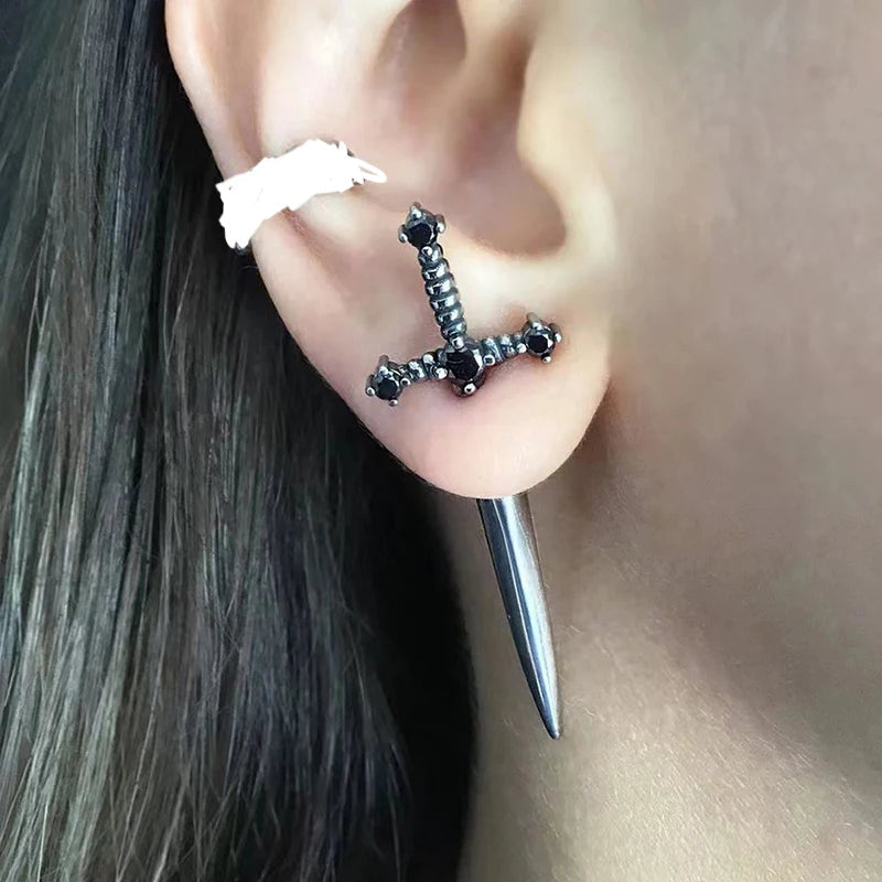 Antique Dim Punk Gothic Blade Dagger Earring