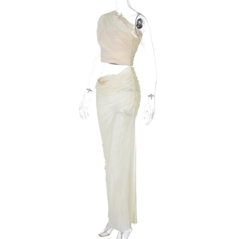 Mesh Backless One - Shoulder Long Dress - View 21