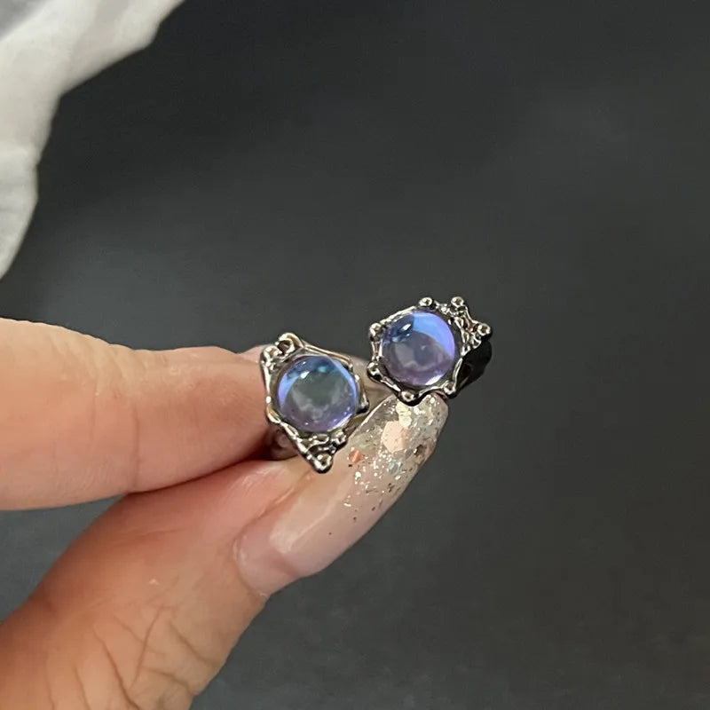 Kpop Dark Geometric Gothic Star Ring