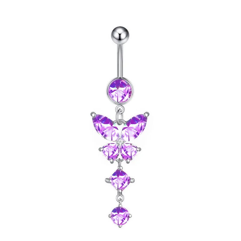Gothic Heart Dangle Butterfly Belly Ring