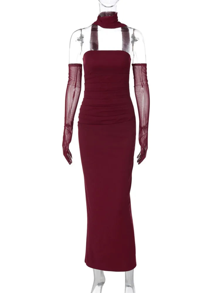 Strapless Ruched Bodycon Maxi Gown - View 13