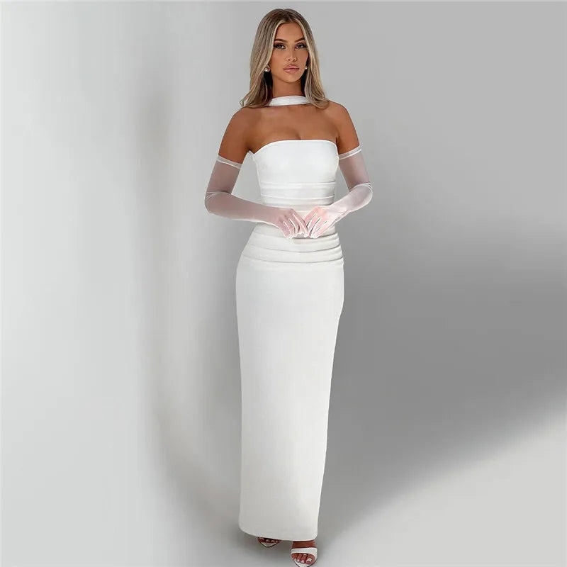 Strapless Ruched Bodycon Maxi Gown