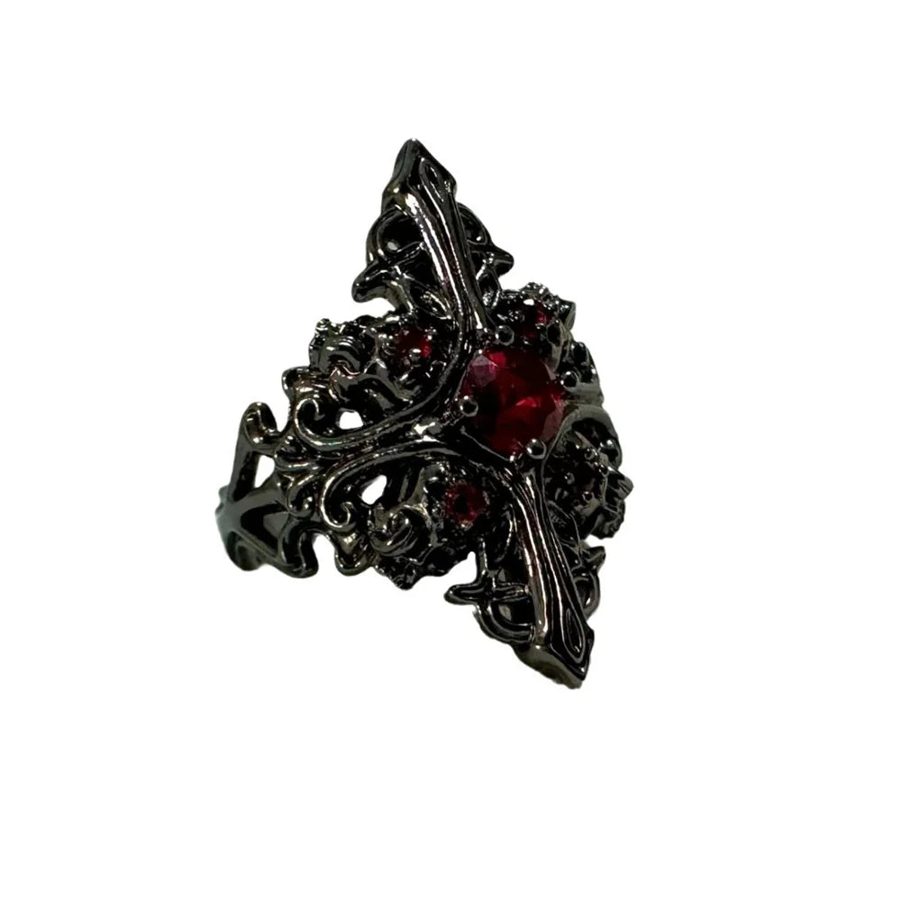 Kpop Y2K Crystal Heart Changeable Gothic Ring