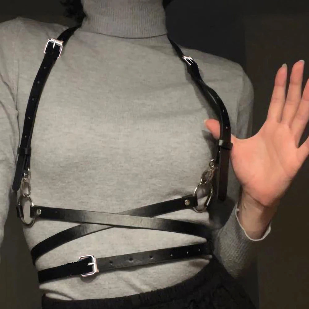 Seductive Gothic Leather Corset Strap - Fashionpara