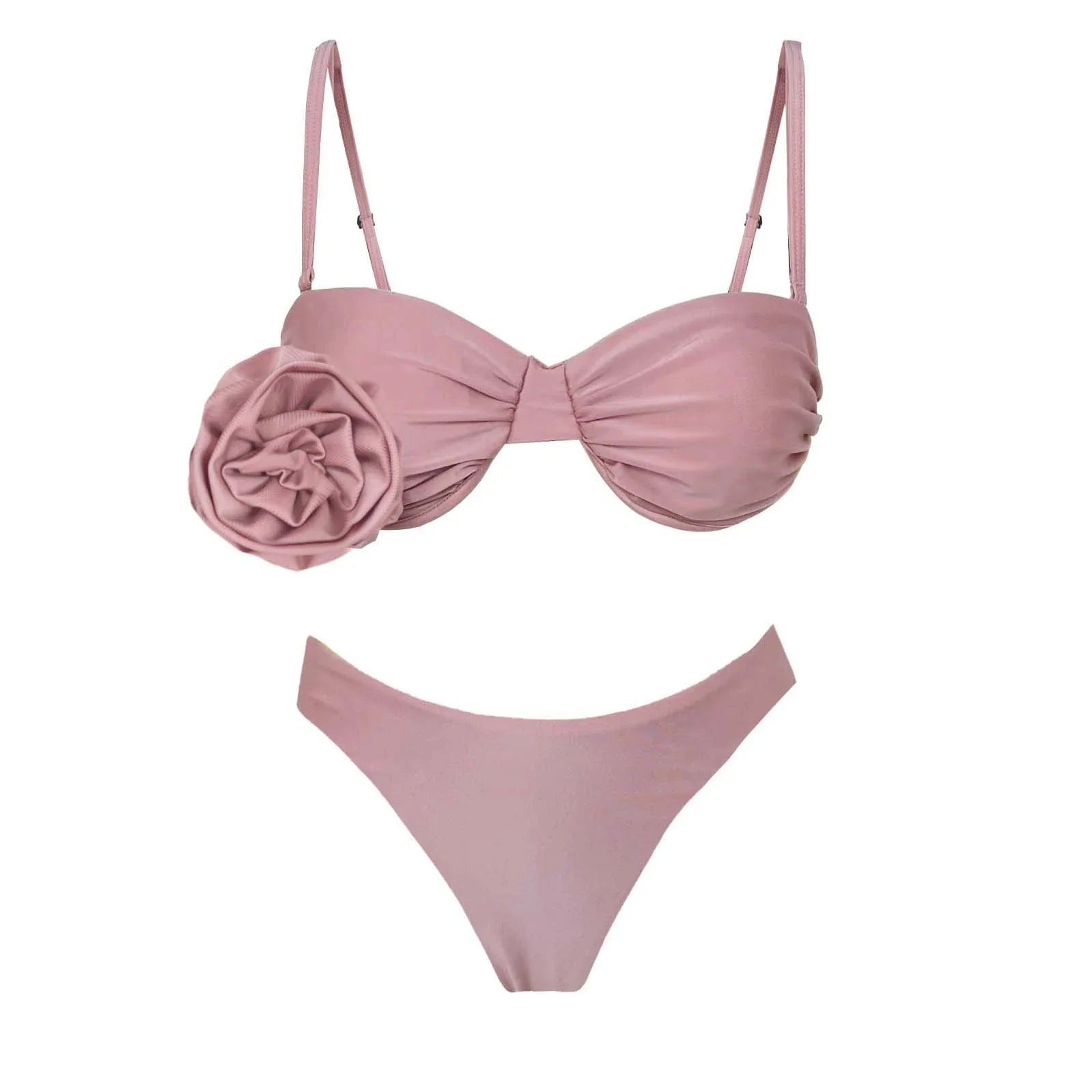 3D Floral Halter Bikini Set