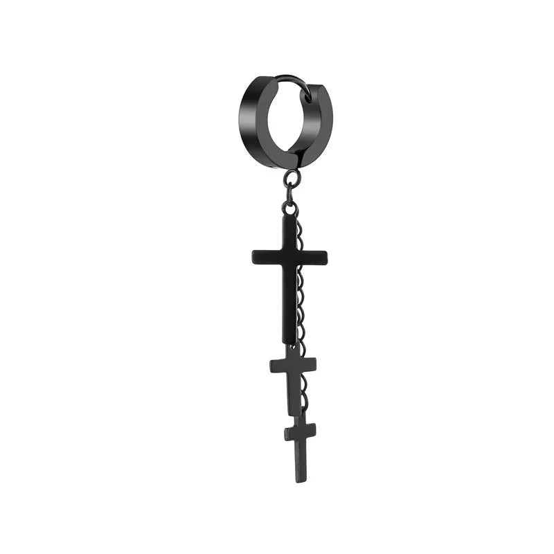 Genderless Punk Cross Fringe Chain Clip Earring