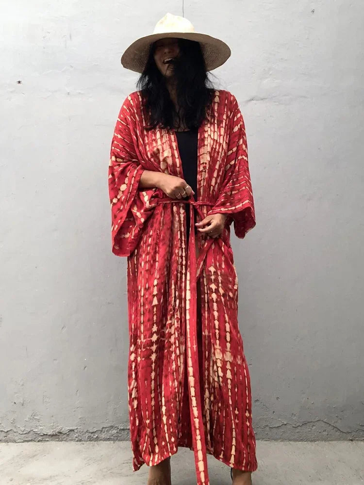 Tie Dye V-Neck Beach Cover Up