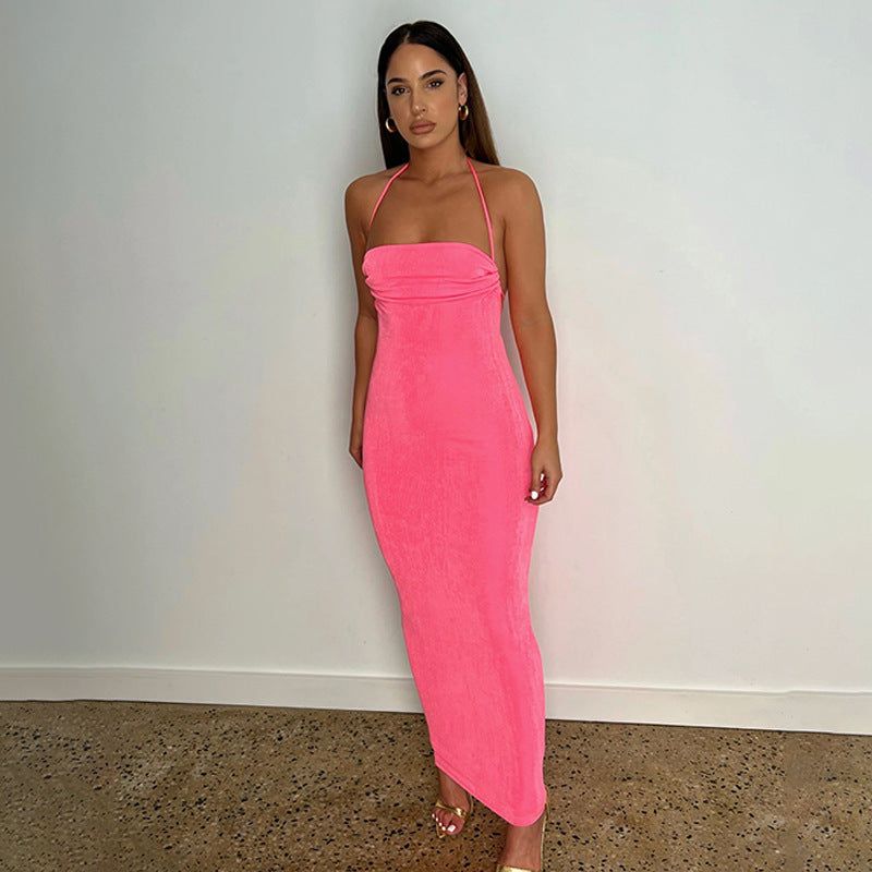 Slinky Halterneck Draped Open-Back Maxi Dress 7