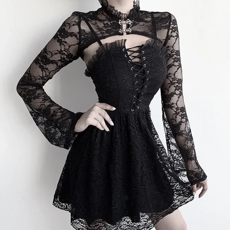 Obscure Gothic Lace Mesh Blouse