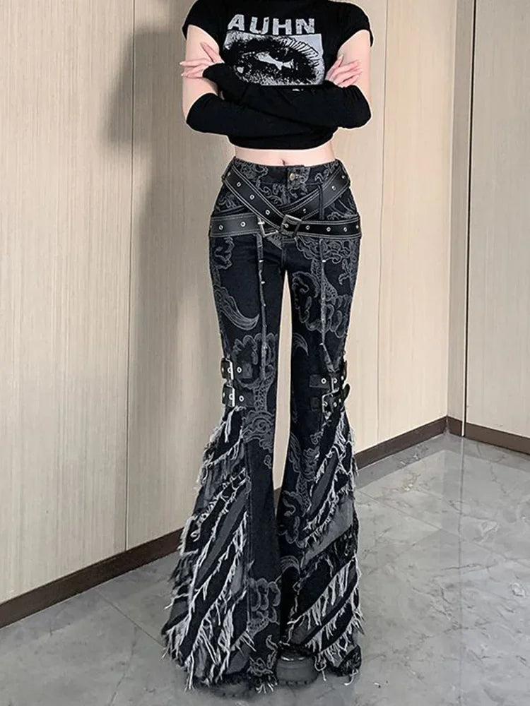 Printing Gothic Flare Slim Pant