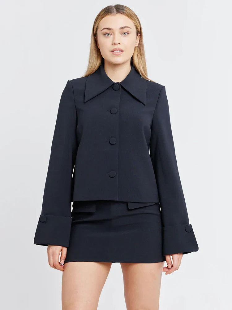 Autumn Lapel Coat Mini Skirt Suit - Fashionpara