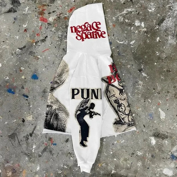 Dark Mummy Print Oversized Hoodie