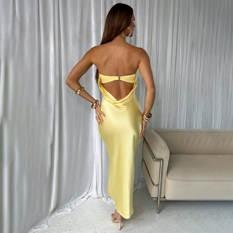 Satin Strapless Backless Bodycon Mermaid Gown 6