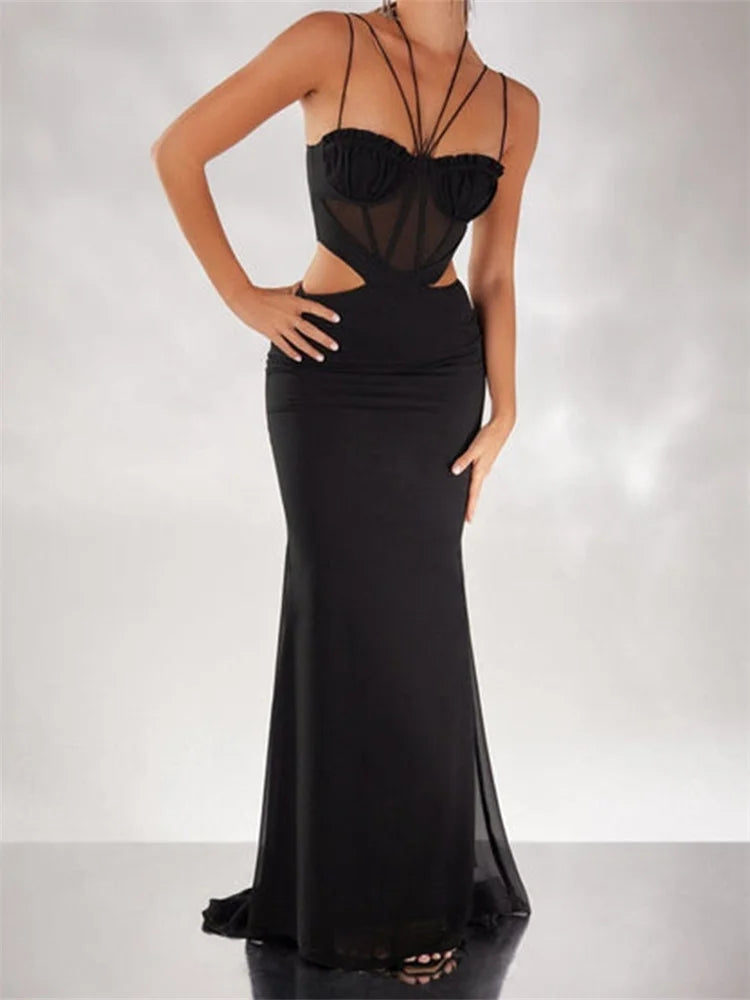 Strappy Corset Bustier Cut Out Mermaid Maxi Gown 6