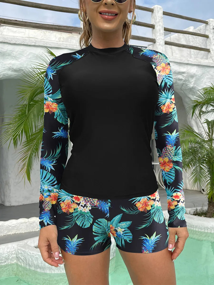 Print Push Up Diving Suit Two Piece Set