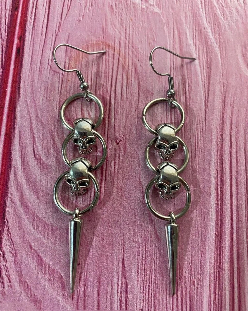 Rebel Celestial Cross Silver Empty Heart Earring