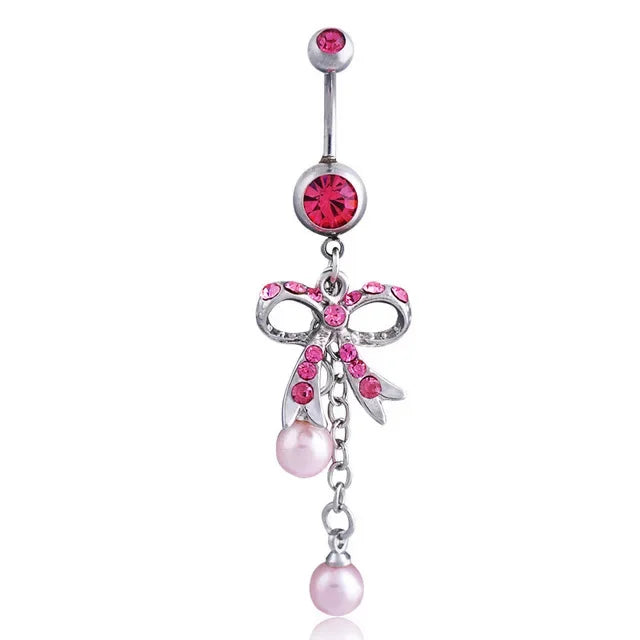Heavenly Feathers Rose Dark Belly Ring