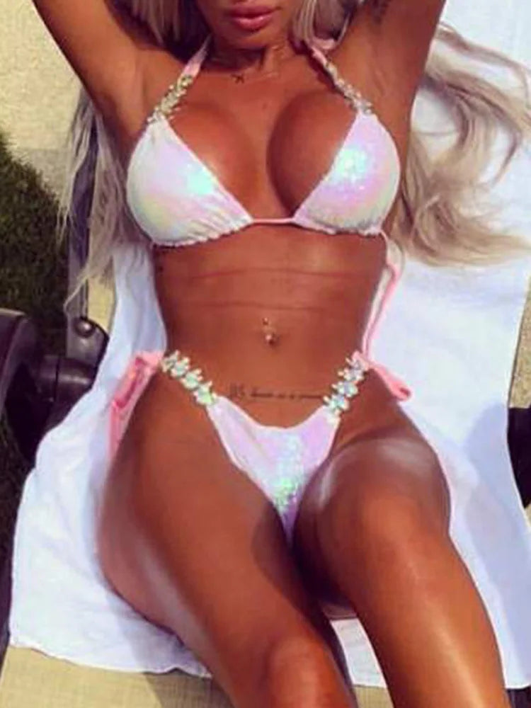 Sequins Rhinestone Diamond Bikini Set