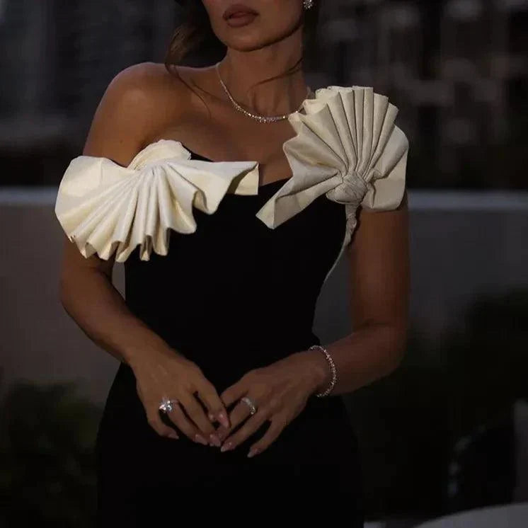 Strapless Oversized Bow Front High-Slit Maxi Gown 6