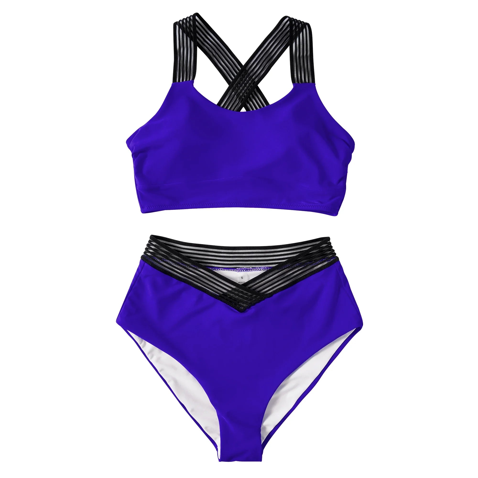 Hollow Solid Color High Waist Two Piece Set