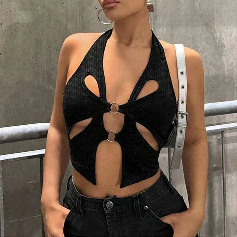 Y2K Circular Camisole Grunge Crop Top