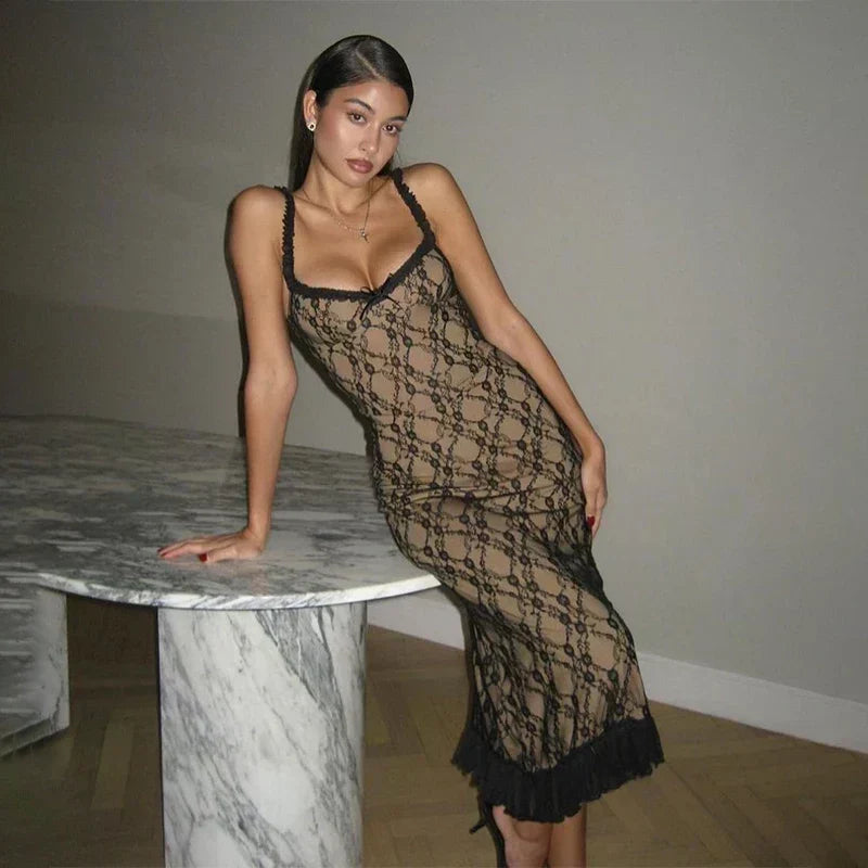 Obscure Affection Lace Ruffled Midi Dress - View 2