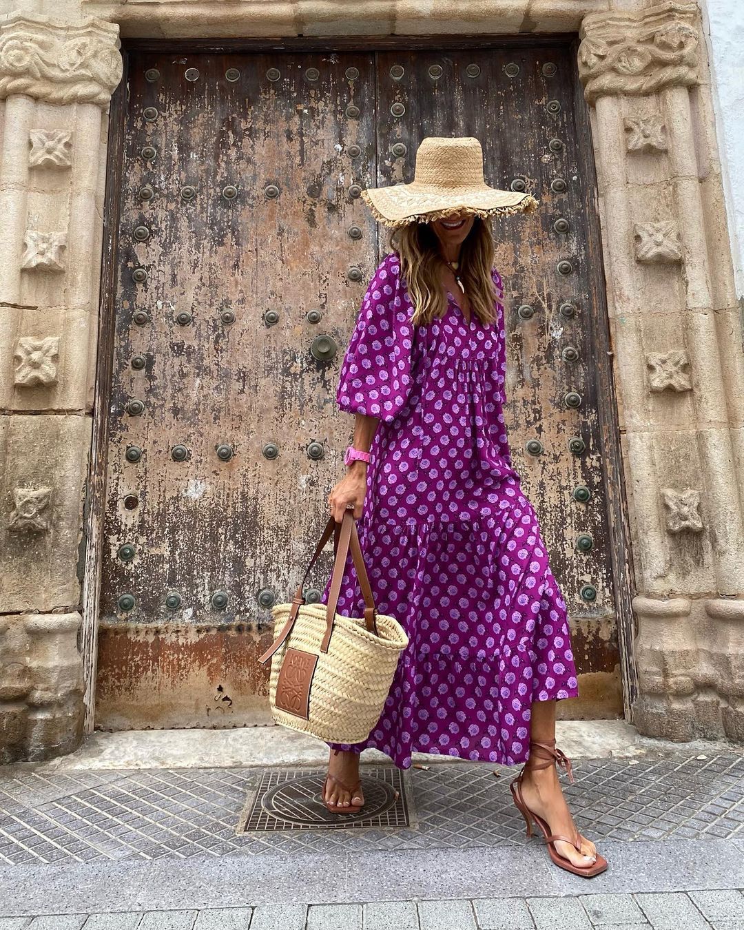 Floral Print V-Neck Puff Sleeve Tiered Midi Dress 3