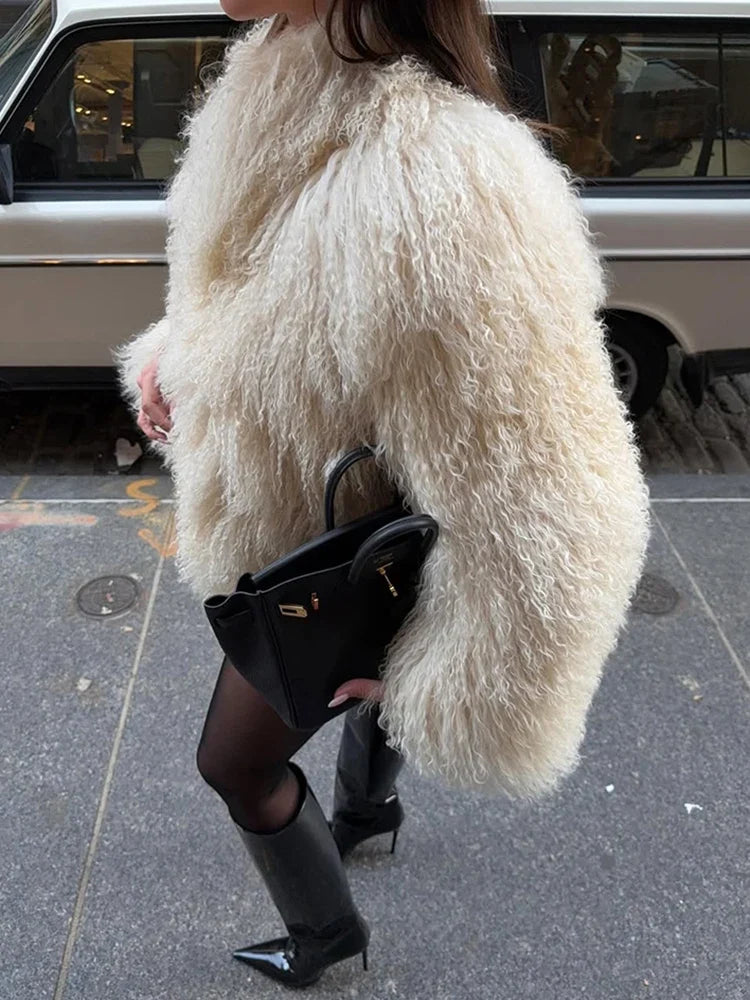 Warm White Short Faux Fur Winter Coat